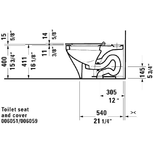 Duravit DuraStyle Flush Elongated Toilet Bowl (Seat Not Included